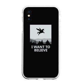 Чехол для iPhone XS Max матовый с принтом I Want to Believe в Тюмени, Силикон | Область печати: задняя сторона чехла, без боковых панелей | Тематика изображения на принте: magic | unicorn | верить | единорог | лес | магия