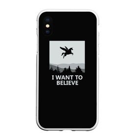 Чехол для iPhone XS Max матовый с принтом I Want to Believe в Тюмени, Силикон | Область печати: задняя сторона чехла, без боковых панелей | magic | unicorn | верить | единорог | лес | магия