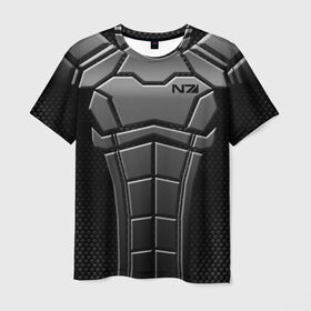 Мужская футболка 3D с принтом КОСТЮМ N7 в Тюмени, 100% полиэфир | прямой крой, круглый вырез горловины, длина до линии бедер | n7 | броня | костюм | масс эффект | н7 | стальная броня | шепард