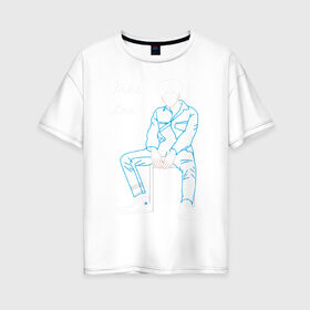 Женская футболка хлопок Oversize с принтом Fake love (BTS) в Тюмени, 100% хлопок | свободный крой, круглый ворот, спущенный рукав, длина до линии бедер
 | k pop | корея | линии | музыка | неон