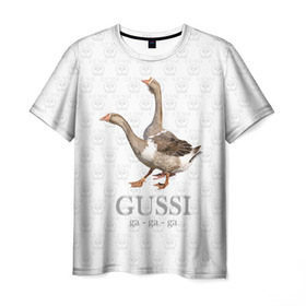 Мужская футболка 3D с принтом Гуси в Тюмени, 100% полиэфир | прямой крой, круглый вырез горловины, длина до линии бедер | anti | bird | geese | go | gussi | home | snake | анти | брэнд | верховный | высший | гуси | гуччи | домашняя | знак | идут | картинка | крутой | логотип | лучший | мода | молодёжная | популярная | прикол | птица | рисунок