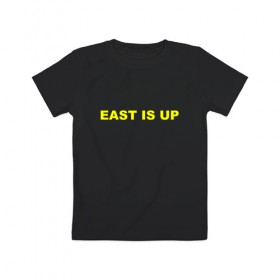 Детская футболка хлопок с принтом EAST IS UP(TOP) в Тюмени, 100% хлопок | круглый вырез горловины, полуприлегающий силуэт, длина до линии бедер | 21 pilots | josh dun | music | rock | twenty one pilots | tyler joseph | джош дан | музыка | рок | тайлер джозеф