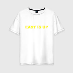 Женская футболка хлопок Oversize с принтом EAST IS UP(TOP) в Тюмени, 100% хлопок | свободный крой, круглый ворот, спущенный рукав, длина до линии бедер
 | 21 pilots | josh dun | music | rock | twenty one pilots | tyler joseph | джош дан | музыка | рок | тайлер джозеф