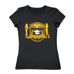 Женская футболка хлопок с принтом BRAZZERS в Тюмени, 100% хлопок | прямой крой, круглый вырез горловины, длина до линии бедер, слегка спущенное плечо | 