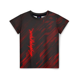 Детская футболка 3D с принтом CYBERPUNK 2077 в Тюмени, 100% гипоаллергенный полиэфир | прямой крой, круглый вырез горловины, длина до линии бедер, чуть спущенное плечо, ткань немного тянется | 2019 | cd project red | cyberpunk 2077 | future | hack | night city | samurai | sci fi | андроиды | безумие | будущее | киберпанк 2077 | логотип | роботы | самураи | фантастика | цифры