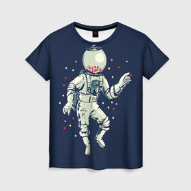 Женская футболка 3D с принтом Космонавт и конфеты в Тюмени, 100% полиэфир ( синтетическое хлопкоподобное полотно) | прямой крой, круглый вырез горловины, длина до линии бедер | бесконечность | верховный | вселенная | звёзды | идёт | космонавт | космос | круто | лучший | магнитофон | мода | молодёжная | музыка | на плече | небо | несёт | поп арт | радуга | рисун | сказка