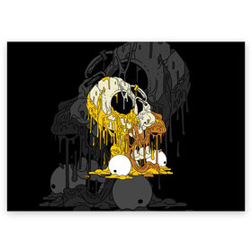 Поздравительная открытка с принтом Simpsons Halloween в Тюмени, 100% бумага | плотность бумаги 280 г/м2, матовая, на обратной стороне линовка и место для марки
 | аниме | брызги | вымышленный | высший | голова | жидкий | зомби | ирландия | капли | кости | крутой | мертвец | мода | молодёжный | мультфильм | персонаж | подарок | праздник | сериал | симпсоны | скелет