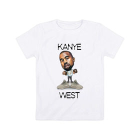Детская футболка хлопок с принтом Kanye West в Тюмени, 100% хлопок | круглый вырез горловины, полуприлегающий силуэт, длина до линии бедер | kanye west | music | rap | yeezus | кэнье | музыка | рэп