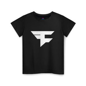 Детская футболка хлопок с принтом FAZE CLAN в Тюмени, 100% хлопок | круглый вырез горловины, полуприлегающий силуэт, длина до линии бедер | Тематика изображения на принте: action | astralis | awp | counter strike | cs go | cs go global offensive | cybersport | faze clan | game | gamer | hyper beast | shooter | skin | team liquid | киберспорт | оружие | скины