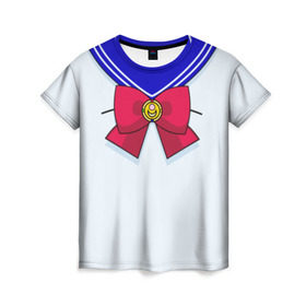 Женская футболка 3D с принтом Матроска в Тюмени, 100% полиэфир ( синтетическое хлопкоподобное полотно) | прямой крой, круглый вырез горловины, длина до линии бедер | sailor moon | костюм | луна | сейлор мун | сейлормун