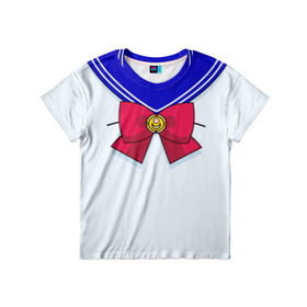 Детская футболка 3D с принтом Матроска в Тюмени, 100% гипоаллергенный полиэфир | прямой крой, круглый вырез горловины, длина до линии бедер, чуть спущенное плечо, ткань немного тянется | sailor moon | костюм | луна | сейлор мун | сейлормун