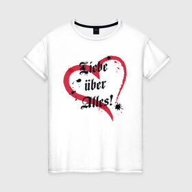 Женская футболка хлопок с принтом Любовь превыше всего в Тюмени, 100% хлопок | прямой крой, круглый вырез горловины, длина до линии бедер, слегка спущенное плечо | 