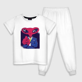 Детская пижама хлопок с принтом Пришелец Босс в Тюмени, 100% хлопок |  брюки и футболка прямого кроя, без карманов, на брюках мягкая резинка на поясе и по низу штанин
 | alien | босс | инопланетяне | инопланетянин | нло | пришелец | пришельцы | работа | чужой
