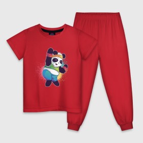 Детская пижама хлопок с принтом Панда Зумба в Тюмени, 100% хлопок |  брюки и футболка прямого кроя, без карманов, на брюках мягкая резинка на поясе и по низу штанин
 | dance | зумба | панда | танцует | танцы | фитнес