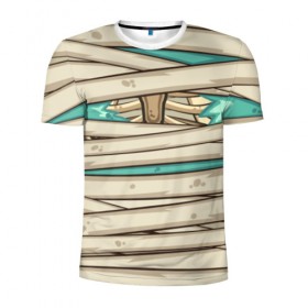 Мужская футболка 3D спортивная с принтом Мумия в Тюмени, 100% полиэстер с улучшенными характеристиками | приталенный силуэт, круглая горловина, широкие плечи, сужается к линии бедра | бинты | зомби | мертвец | мумия | труп