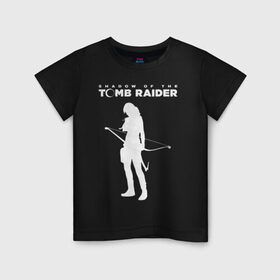 Детская футболка хлопок с принтом Tomb Raider LOGO в Тюмени, 100% хлопок | круглый вырез горловины, полуприлегающий силуэт, длина до линии бедер | Тематика изображения на принте: воительница | женщина | игра | крофт | лара | персонаж