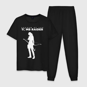 Мужская пижама хлопок с принтом Tomb Raider LOGO в Тюмени, 100% хлопок | брюки и футболка прямого кроя, без карманов, на брюках мягкая резинка на поясе и по низу штанин
 | воительница | женщина | игра | крофт | лара | персонаж