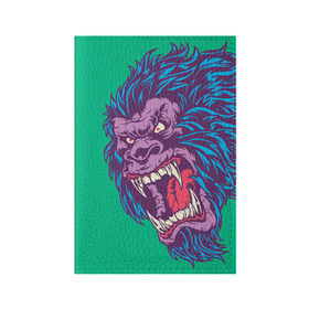 Обложка для паспорта матовая кожа с принтом Neon Yeti в Тюмени, натуральная матовая кожа | размер 19,3 х 13,7 см; прозрачные пластиковые крепления | beast | gorilla | monster | горилла | животное | йети | монстр