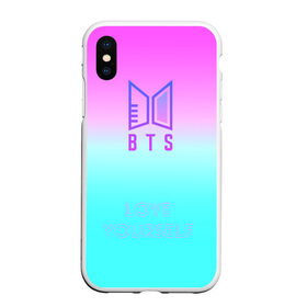 Чехол для iPhone XS Max матовый с принтом LOVE YOURSELF BTS в Тюмени, Силикон | Область печати: задняя сторона чехла, без боковых панелей | bangtan boys | beyond the scene | bts | k pop | music | арэм | ви | джей хоуп | джин | музыка | сюга | чимин | чонгук