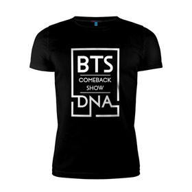 Мужская футболка премиум с принтом BTS DNA в Тюмени, 92% хлопок, 8% лайкра | приталенный силуэт, круглый вырез ворота, длина до линии бедра, короткий рукав | Тематика изображения на принте: 