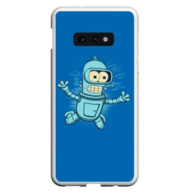 Чехол для Samsung S10E с принтом Bender Nevermind в Тюмени, Силикон | Область печати: задняя сторона чехла, без боковых панелей | bender | futurama | mult | nevermind | nirvana | simpsons | zoidberg | бендер | зойдберг | мульт | мультик | мультфильм | симпсоны | футурама