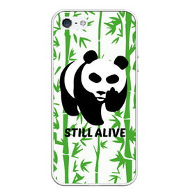 Чехол для iPhone 5/5S матовый с принтом Still Alive в Тюмени, Силикон | Область печати: задняя сторона чехла, без боковых панелей | alive | bamboo | green | greenpeace | panga | peace | still | бамбук | грин | гринпис | живая | живой | зеленый | мир | панда | панды | пис