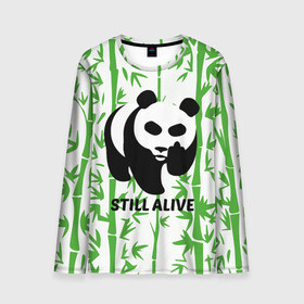 Мужской лонгслив 3D с принтом Still Alive в Тюмени, 100% полиэстер | длинные рукава, круглый вырез горловины, полуприлегающий силуэт | Тематика изображения на принте: alive | bamboo | green | greenpeace | panga | peace | still | бамбук | грин | гринпис | живая | живой | зеленый | мир | панда | панды | пис