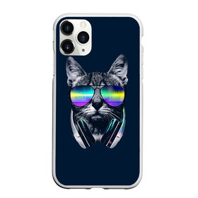 Чехол для iPhone 11 Pro Max матовый с принтом Кот в Наушниках в Тюмени, Силикон |  | cat | cats | head | headphones | kitten | kitty | music | диджей | кот | котенок | коты | котята | кошка | кошки | музыка | наушники | очки | слушает | усы