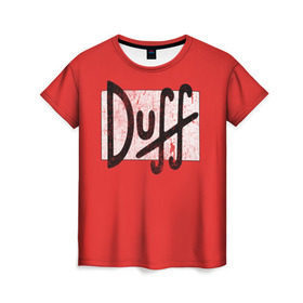 Женская футболка 3D с принтом Duff Beer в Тюмени, 100% полиэфир ( синтетическое хлопкоподобное полотно) | прямой крой, круглый вырез горловины, длина до линии бедер | beer | donut | duff | fun | homer | joke | simpson | simpsons | гомер | дафф | пончик | прикол | приколы | симпсон | симпсоны