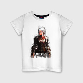 Детская футболка хлопок с принтом Witcher в Тюмени, 100% хлопок | круглый вырез горловины, полуприлегающий силуэт, длина до линии бедер | witcher | ведьмак | девушка | игры | книги | краска | стилизация | цири