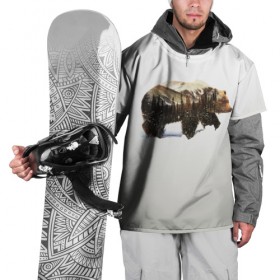 Накидка на куртку 3D с принтом Лесной Медведь в Тюмени, 100% полиэстер |  | bear | bears | forest | snow | tree | trees | winter | гора | горы | деревья | зима | лес | лесной | медведи | медведь | мишка | мишки | снег