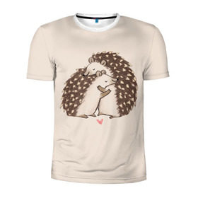 Мужская футболка 3D спортивная с принтом Любовь Ежиков в Тюмени, 100% полиэстер с улучшенными характеристиками | приталенный силуэт, круглая горловина, широкие плечи, сужается к линии бедра | cute | heart | hedgehog | hedgehogs | love | ежи | ежик | ежики | иголки | лапки | любовь | милый | обнимашки | пузико | пузо | сердечки | сердечко | смешной | ушки