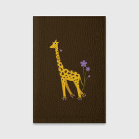 Обложка для паспорта матовая кожа с принтом Жираф на Роликах в Тюмени, натуральная матовая кожа | размер 19,3 х 13,7 см; прозрачные пластиковые крепления | Тематика изображения на принте: 