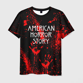 Мужская футболка 3D с принтом AMERICAN HORROR STORY в Тюмени, 100% полиэфир | прямой крой, круглый вырез горловины, длина до линии бедер | american horror story | blood | американская история ужасов | брызги | кровь | сериал | ужасы