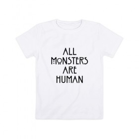 Детская футболка хлопок с принтом AMERICAN HORROR STORY в Тюмени, 100% хлопок | круглый вырез горловины, полуприлегающий силуэт, длина до линии бедер | american horror story | monsters | американская история ужасов | монстры | сериал | ужасы