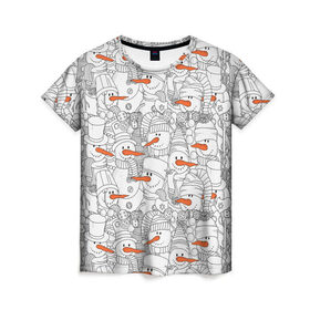 Женская футболка 3D с принтом Снеговики в Тюмени, 100% полиэфир ( синтетическое хлопкоподобное полотно) | прямой крой, круглый вырез горловины, длина до линии бедер | 2019 | вёдра | верховный | год | искусство | картинка | круто | лучший | мода | молодёжная | морковка | новый год | печенья | подарок | поздравление | праздник | рисунок | рождество | с новым годом