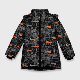 Зимняя куртка для девочек 3D с принтом Черные снеговики в Тюмени, ткань верха — 100% полиэстер; подклад — 100% полиэстер, утеплитель — 100% полиэстер. | длина ниже бедра, удлиненная спинка, воротник стойка и отстегивающийся капюшон. Есть боковые карманы с листочкой на кнопках, утяжки по низу изделия и внутренний карман на молнии. 

Предусмотрены светоотражающий принт на спинке, радужный светоотражающий элемент на пуллере молнии и на резинке для утяжки. | 2019 | вёдра | верховный | год | искусство | картинка | круто | лучший | мода | молодёжная | морковка | новый год | печенья | подарок | поздравление | праздник | рисунок | рождество | с новым годом