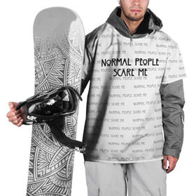 Накидка на куртку 3D с принтом NORMAL PEOPLE SCARE ME в Тюмени, 100% полиэстер |  | Тематика изображения на принте: american horror story | normal people scare me | американская история ужасов | сериал | ужасы
