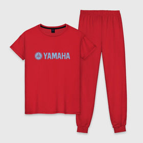 Женская пижама хлопок с принтом Yamaha jeans в Тюмени, 100% хлопок | брюки и футболка прямого кроя, без карманов, на брюках мягкая резинка на поясе и по низу штанин | jeans | yamaha | джинсы | ямаха