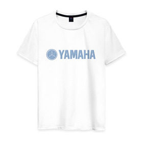 Мужская футболка хлопок с принтом Yamaha jeans в Тюмени, 100% хлопок | прямой крой, круглый вырез горловины, длина до линии бедер, слегка спущенное плечо. | jeans | yamaha | джинсы | ямаха