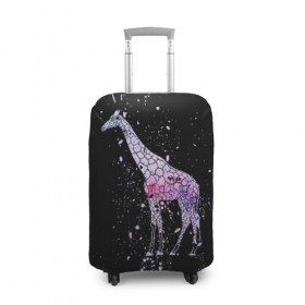Чехол для чемодана 3D с принтом Звездный Жираф в Тюмени, 86% полиэфир, 14% спандекс | двустороннее нанесение принта, прорези для ручек и колес | animal | desert | giraffe | long | pattern | skin | space | stars | tall | высокий | длинная | животное | животные | жираф | жирафы | звезды | космос | пустыня | узор | шея