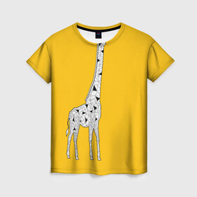 Женская футболка 3D с принтом Я Жираф в Тюмени, 100% полиэфир ( синтетическое хлопкоподобное полотно) | прямой крой, круглый вырез горловины, длина до линии бедер | animal | desert | giraffe | long | pattern | skin | tall | высокий | длинная | животное | животные | жираф | жирафы | пустыня | узор | шея