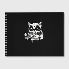 Альбом для рисования с принтом Dark Cat в Тюмени, 100% бумага
 | матовая бумага, плотность 200 мг. | Тематика изображения на принте: cat | cats | dark | kitten | kitty | pussy | satan | дикий | злой | кот | котенок | котик | котики | коты | котята | кошка | кошки | мрачный | сатанист | черный