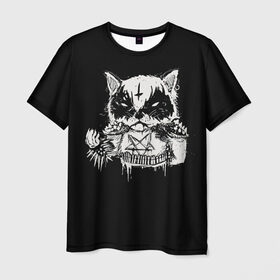 Мужская футболка 3D с принтом Dark Cat в Тюмени, 100% полиэфир | прямой крой, круглый вырез горловины, длина до линии бедер | cat | cats | dark | kitten | kitty | pussy | satan | дикий | злой | кот | котенок | котик | котики | коты | котята | кошка | кошки | мрачный | сатанист | черный