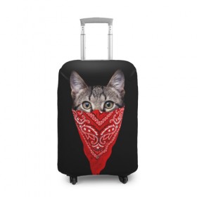 Чехол для чемодана 3D с принтом Gangsta Cat в Тюмени, 86% полиэфир, 14% спандекс | двустороннее нанесение принта, прорези для ручек и колес | cat | cats | gangsta | kitten | kitty | pussy | гангстер | кот | котенок | котик | котики | коты | котята | кошка | кошки | платок