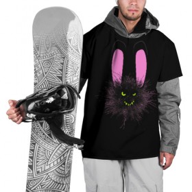 Накидка на куртку 3D с принтом Мрачный Зайчик в Тюмени, 100% полиэстер |  | creepy | ear | ears | rabbit | rabbits | scary | spooky | жуткий | зайцы | зайчик | зайчики | заяц | кролик | кролики | мрачный | страшный | ухо | уши | ушки
