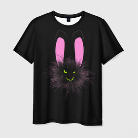Мужская футболка 3D с принтом Мрачный Зайчик в Тюмени, 100% полиэфир | прямой крой, круглый вырез горловины, длина до линии бедер | creepy | ear | ears | rabbit | rabbits | scary | spooky | жуткий | зайцы | зайчик | зайчики | заяц | кролик | кролики | мрачный | страшный | ухо | уши | ушки