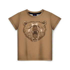 Детская футболка 3D с принтом Бурый Медведь в Тюмени, 100% гипоаллергенный полиэфир | прямой крой, круглый вырез горловины, длина до линии бедер, чуть спущенное плечо, ткань немного тянется | Тематика изображения на принте: bear | bears | brown | russia | russian | бурый | коричневый | косматый | лапы | медведи | медведь | россия | русский | хвост | хищник
