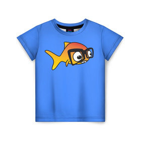 Детская футболка 3D с принтом Nerd Fish в Тюмени, 100% гипоаллергенный полиэфир | прямой крой, круглый вырез горловины, длина до линии бедер, чуть спущенное плечо, ткань немного тянется | Тематика изображения на принте: 