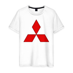 Мужская футболка хлопок с принтом Mitsubishi shine в Тюмени, 100% хлопок | прямой крой, круглый вырез горловины, длина до линии бедер, слегка спущенное плечо. | mitsubishi | митсубиси